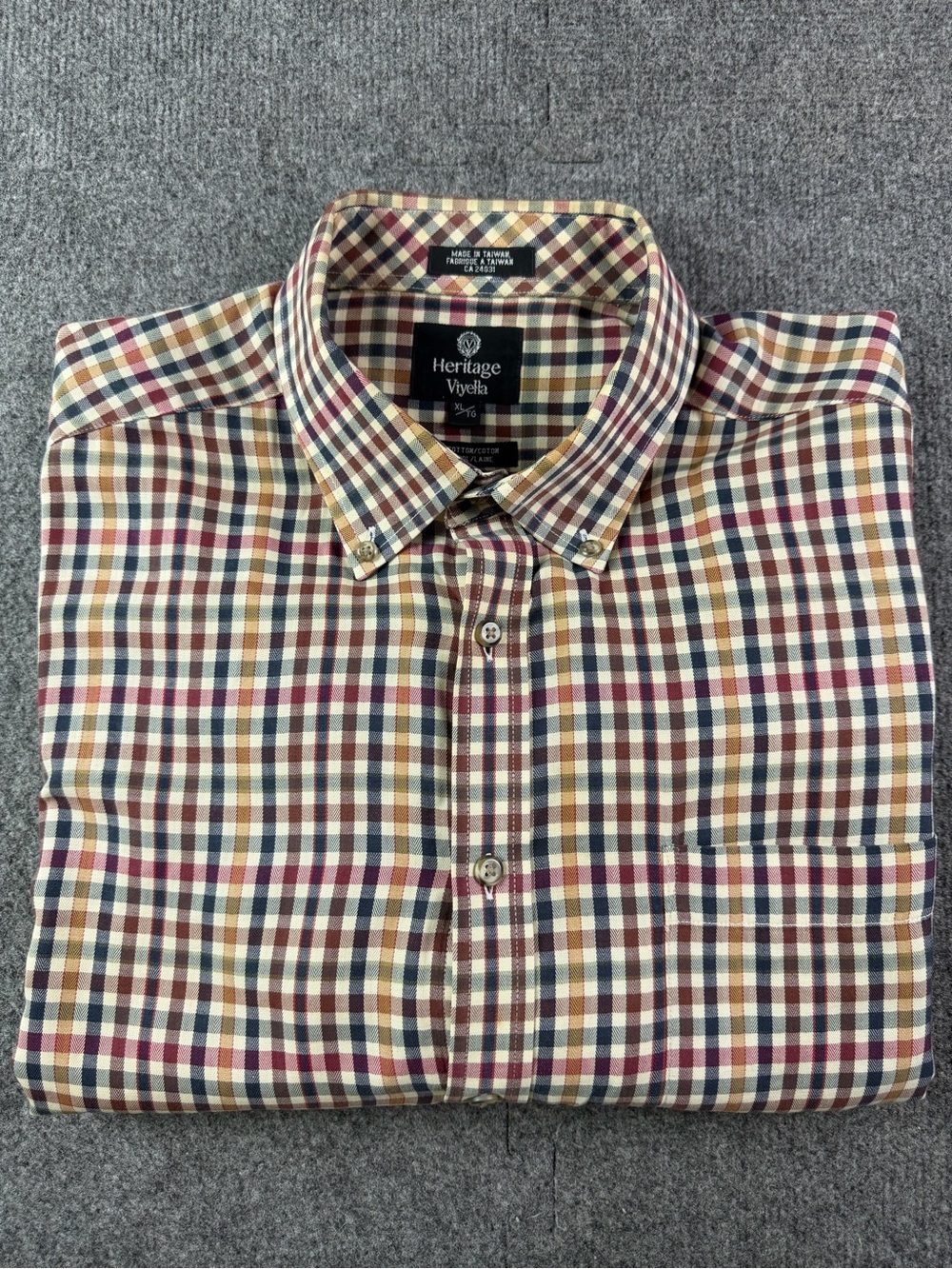 Heritage Viyella Men Cotton/Wool Blend Elbow Patch L/S Button Down Shirt Size XL